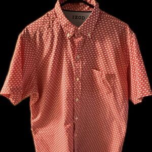 IZOD Men's Short Sleeved Flamingo Shirt. Size Large